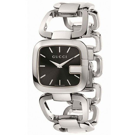 Gucci G Gucci Black Dial Silver Steel Strap Watch For Women - YA125407 Watches Gucci   