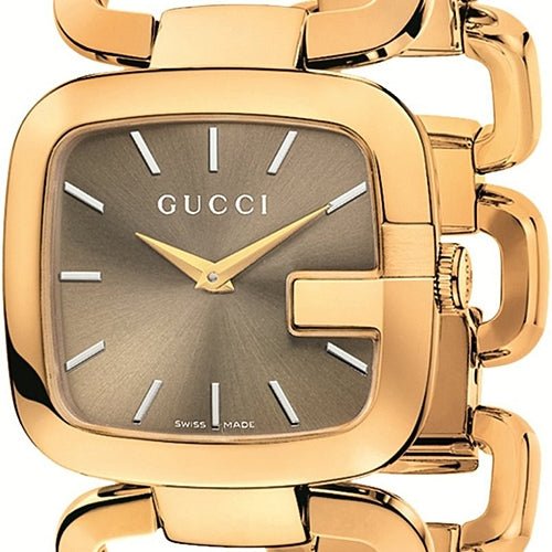 Gucci G Gucci Brown Dial Rose Gold Steel Strap Watch For Women - YA125408 Watches Gucci   