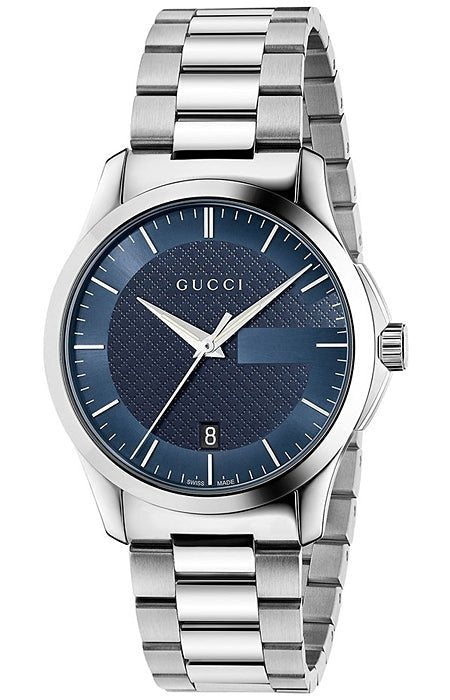 Gucci G Timeless Blue Dial Silver Steel Strap Watch For Men - YA126440 Watches Gucci   