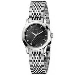 Gucci G Timeless Black Dial Silver Steel Strap Watch For Women - YA126502 Watches Gucci   