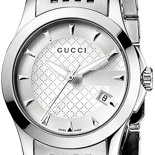 Gucci G Timeless Silver Dial Silver Steel Strap Watch For Women - YA126501 Watches Gucci   