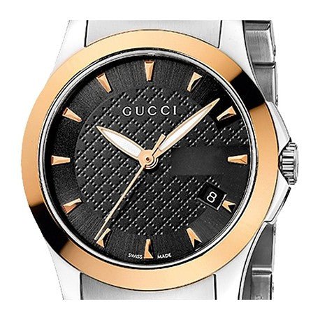 Gucci G Timeless Black Dial Two Tone Steel Strap Watch For Women - YA126512 Watches Gucci   