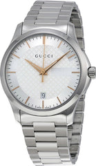 Gucci G Timeless Silver Dial Silver Steel Strap Unisex Watch - YA126442 Watches Gucci   