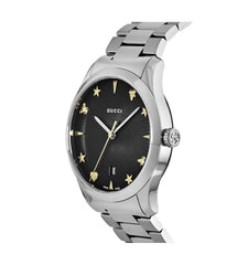 Gucci G Timeless Black Dial Silver Steel Strap Watch For Women - YA1264029A Watches Gucci   