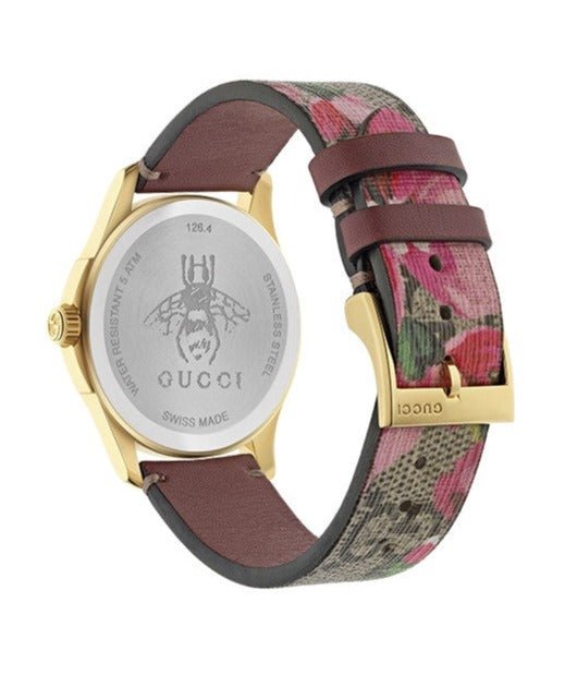 Gucci G Timeless Floral Brown Dial Brown Leather Strap Watch For Women - YA1264038 Watches Gucci   