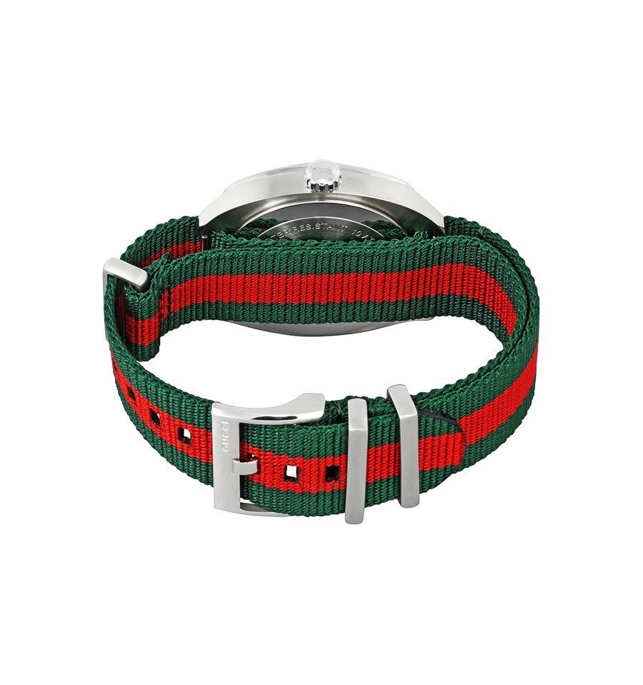 Gucci GG2570 Black Dial Green & Red Nylon Strap Watch For Men - YA142305 Watches Gucci   