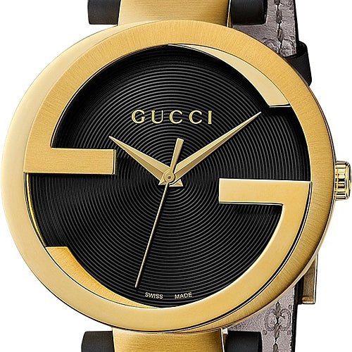 Gucci Interlocking Special Edition Grammy Black Dial Black Leather Strap Watch For Men - YA133208 Watches Gucci   