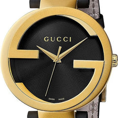 Gucci Interlocking Special Edition Grammy Black Dial Black Leather Strap Watch For Men - YA133208 Watches Gucci   