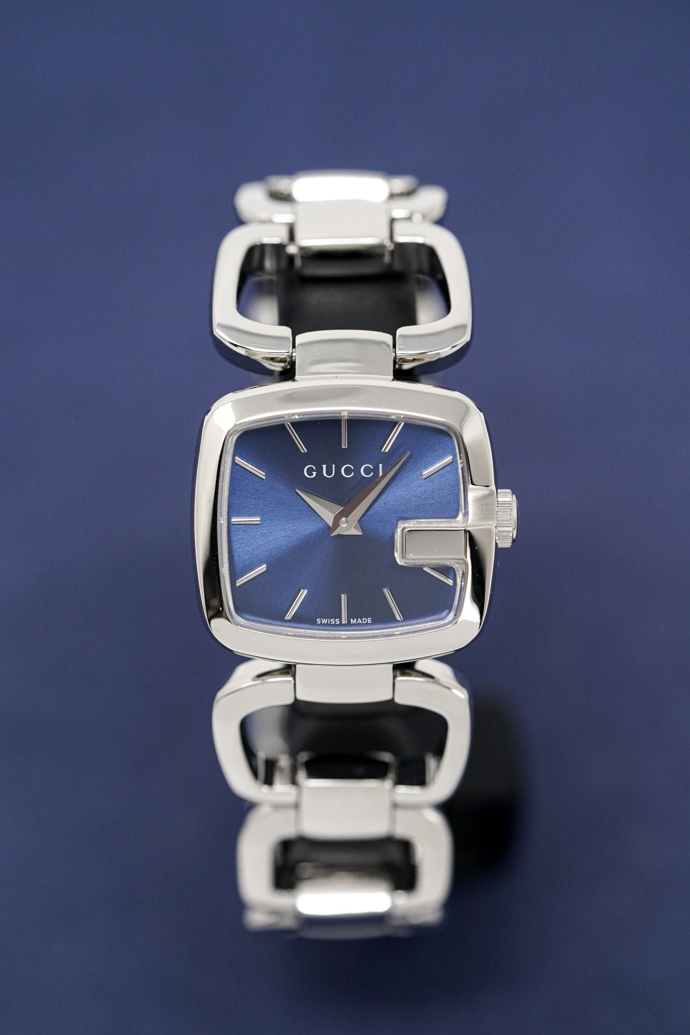 Gucci G Ladies Blue Dial Silver Steel Strap Watch For Women - YA125508 Watches Gucci   