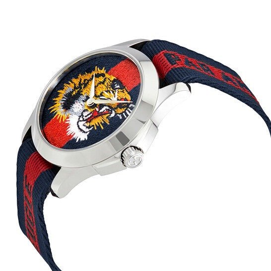 Gucci G Timless Le Marche Des Merveilles Blue & Red Dial Blue & Red Nylon Strap Unisex Watch  - YA126495 Watches Gucci   