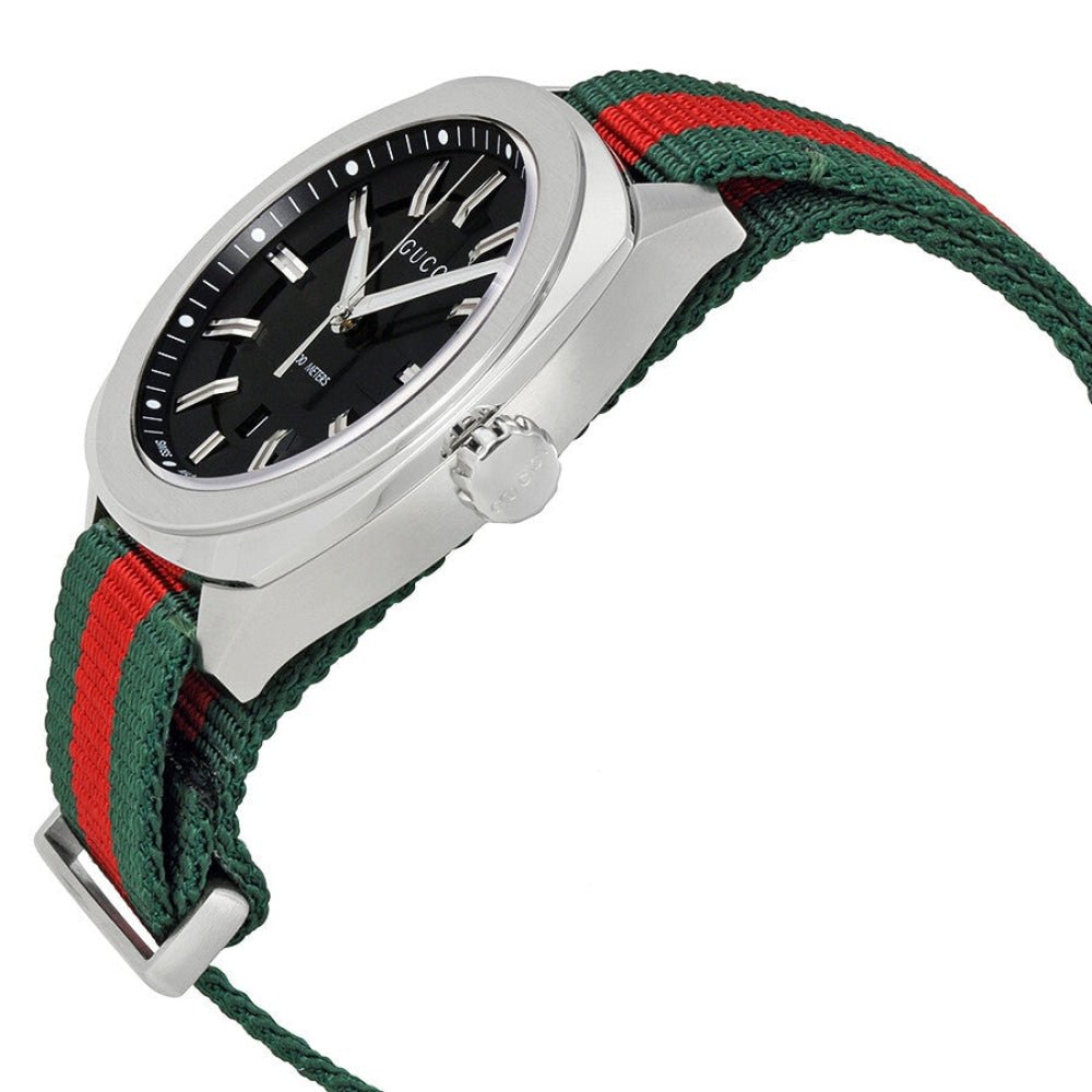 Gucci GG2570 Black Dial Green & Red Nylon Strap Watch For Men - YA142305 Watches Gucci   