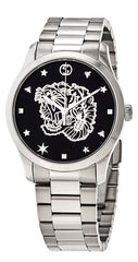 Gucci G Timeless Tiger Black Dial Silver Steel Strap Watch For Women - YA1264125 Watches Gucci   