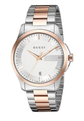 Gucci G Timeless Silver Dial Two Tone Steel Strap Watch For Men - YA126473 Watches Gucci   