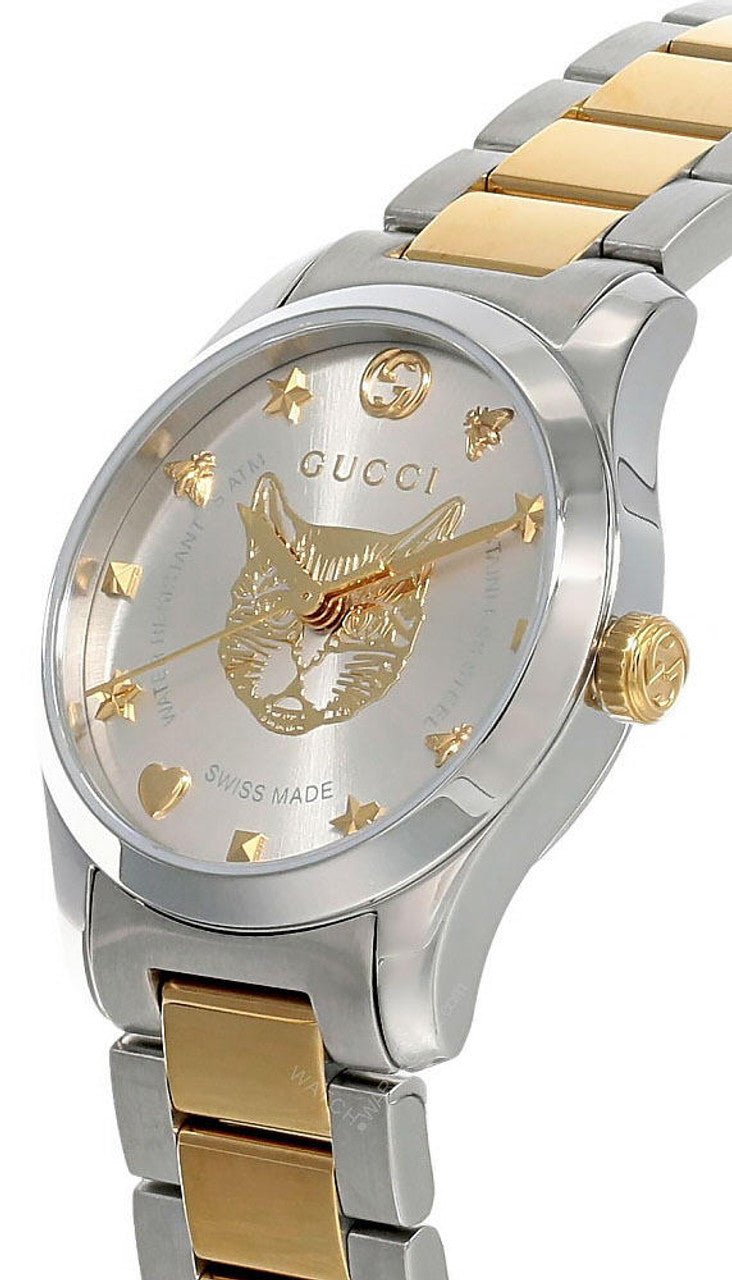 Gucci G Timeless Silver Dial Two Tone Steel Strap Watch For Women - YA1264131 Watches Gucci   