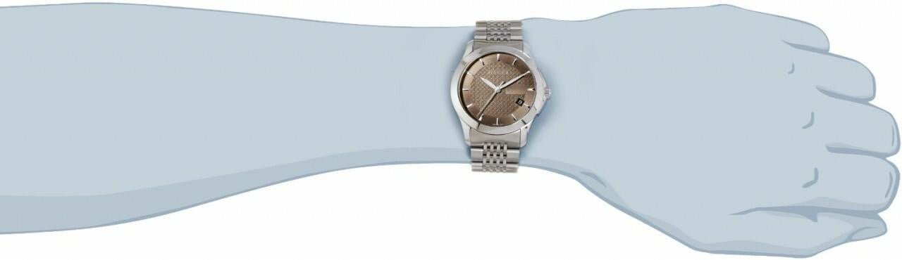 Gucci G Timeless Brown Dial Silver Steel Strap Watch For Men - YA126406 Watches Gucci   