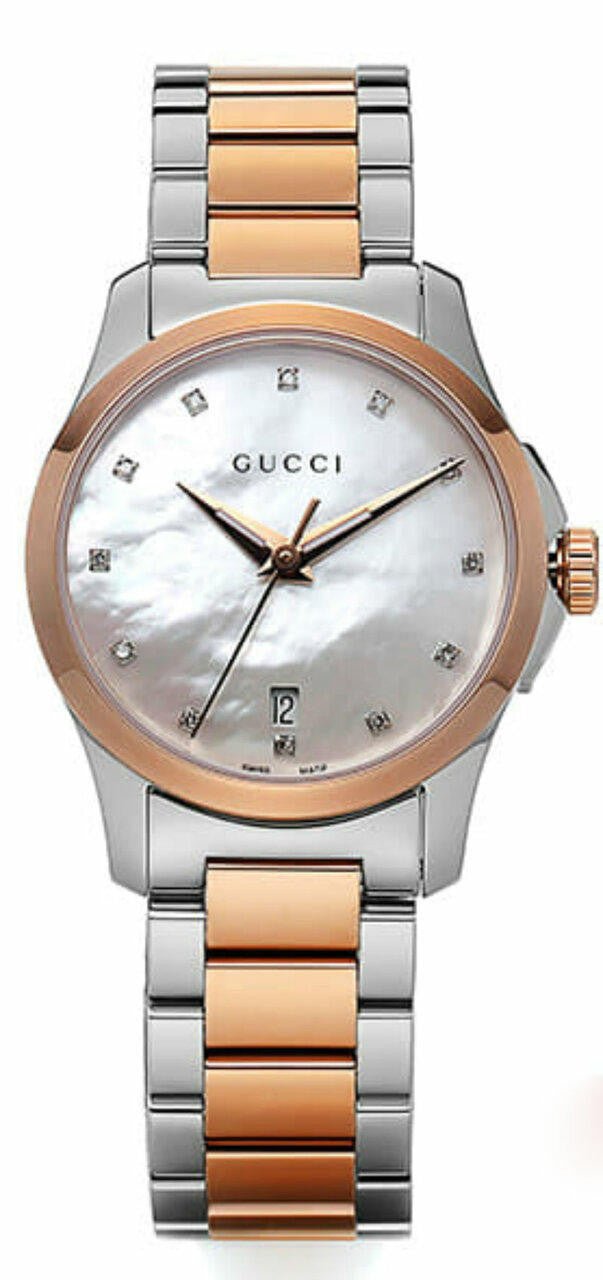 Gucci G Timeless Mother of Pearl Dial Two Tone Steel Strap Watch For Women - YA126544 Watches Gucci   