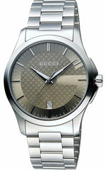 Gucci G Timeless Brown Dial Silver Steel Strap Watch For Men - YA126445 Watches Gucci   