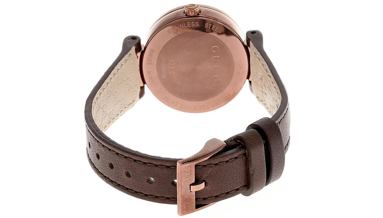 Gucci G Interlocking Brown Dial Brown Leather Strap Watch For Women - YA133504 Watches Gucci   