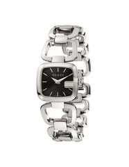 Gucci G Gucci Diamond Black Dial Silver Steel Strap Watch For Women - YA125406 Watches Gucci   