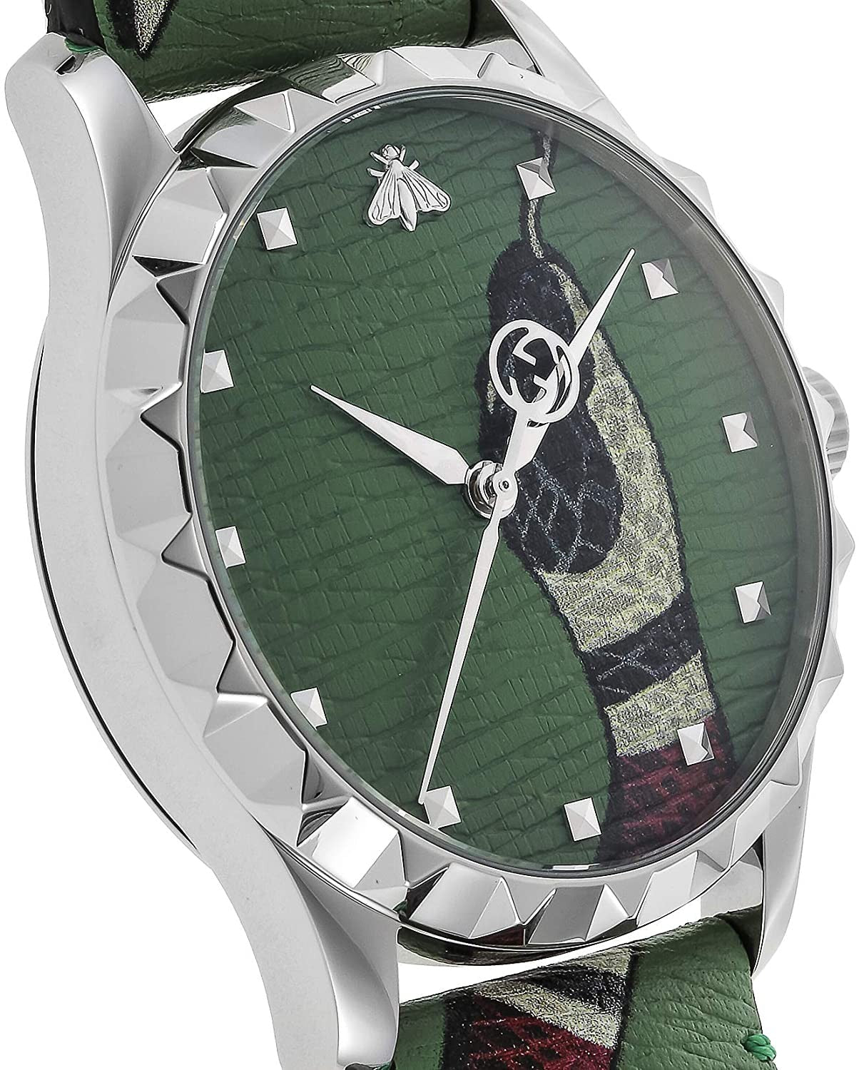 Gucci G Timeless Le Marche Des Merveilles Green Dial Green Leather Strap Watch Unisex - YA1264081 Watches Gucci   