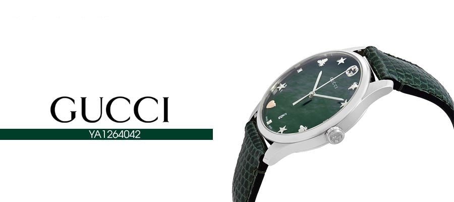 Gucci G-Timeless Mother of Pearl Green Dial Green Leather Strap Watch For Women - YA1264042 Watches Gucci   