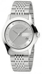 Gucci G Timeless Diamonds Silver Dial Silver Steel Strap Watch For Men - YA126404 Watches Gucci   