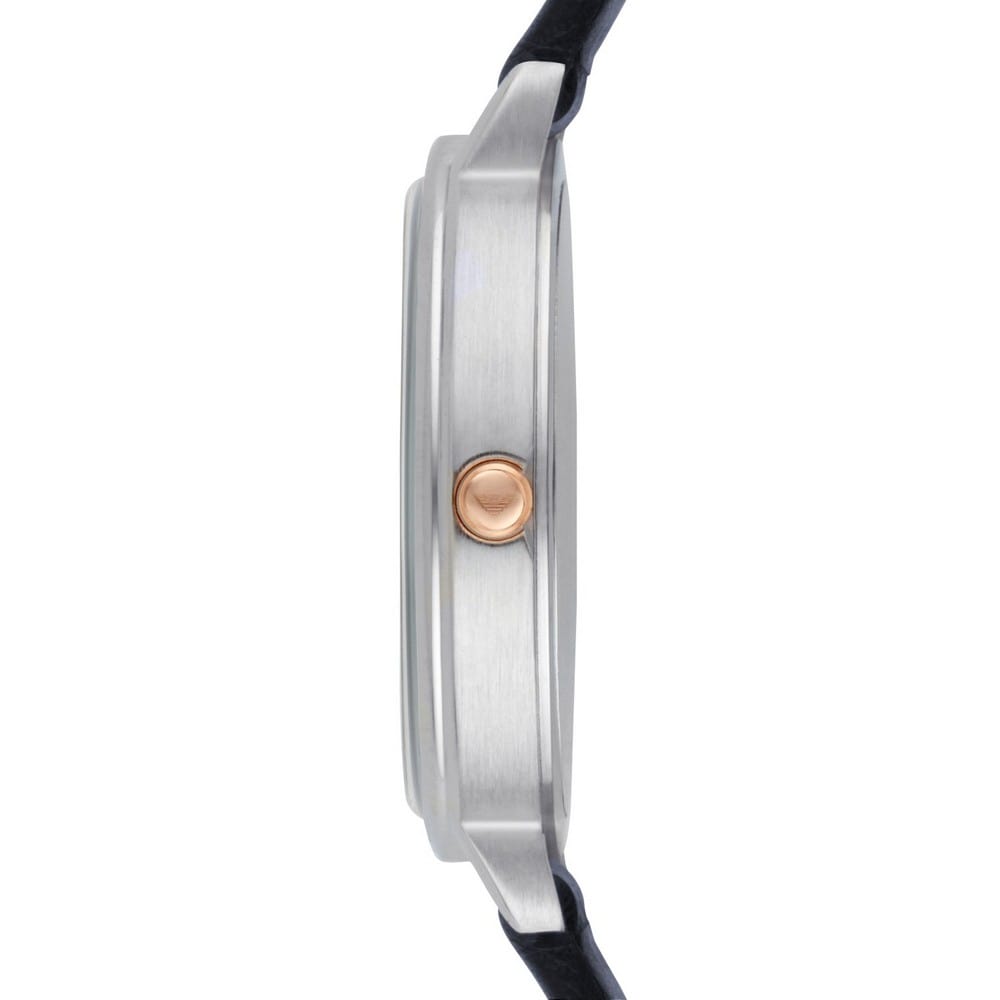 Emporio Armani Kappa White Mother of Pearl Dial Black Leather Strap Watch For Women - AR2509 Watches Emporio Armani   