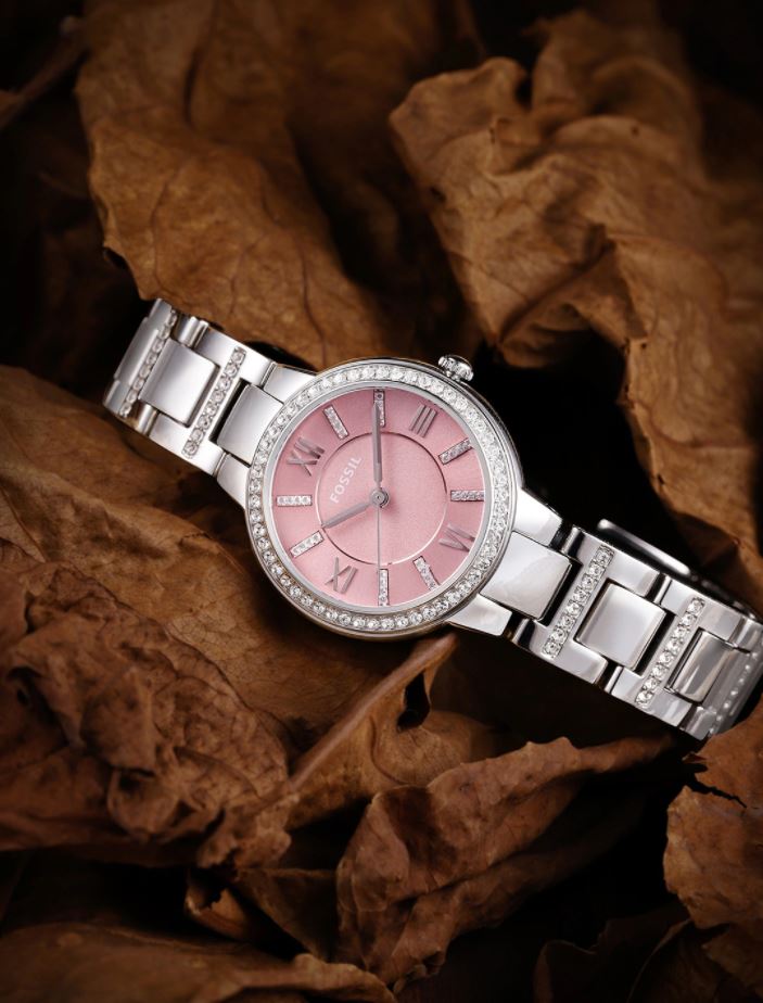 Fossil Virginia Pink Dial Silver Steel Strap Watch for Women - ES3504 Watches Fossil   