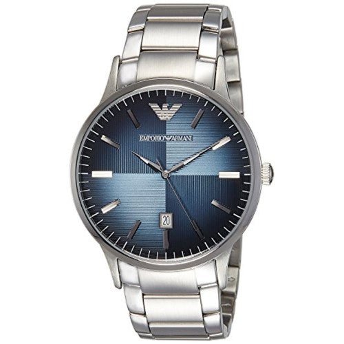 Emporio Armani Renato Blue Dial Silver Stainless Steel Watch For Men - AR2472 Watches Emporio Armani   