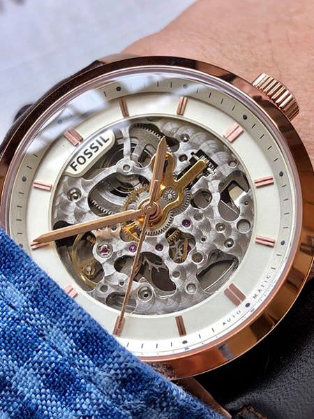 Fossil Townsman Automatic Skeleton White Dial Brown Leather Strap Watch for Men - ME3078 Watches Fossil   
