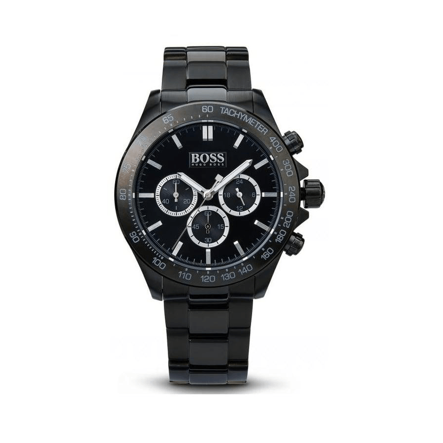 Hugo Boss Ikon Chronograph Black Dial Black Steel Strap Watch for Men - 1512961 Watches Hugo Boss   