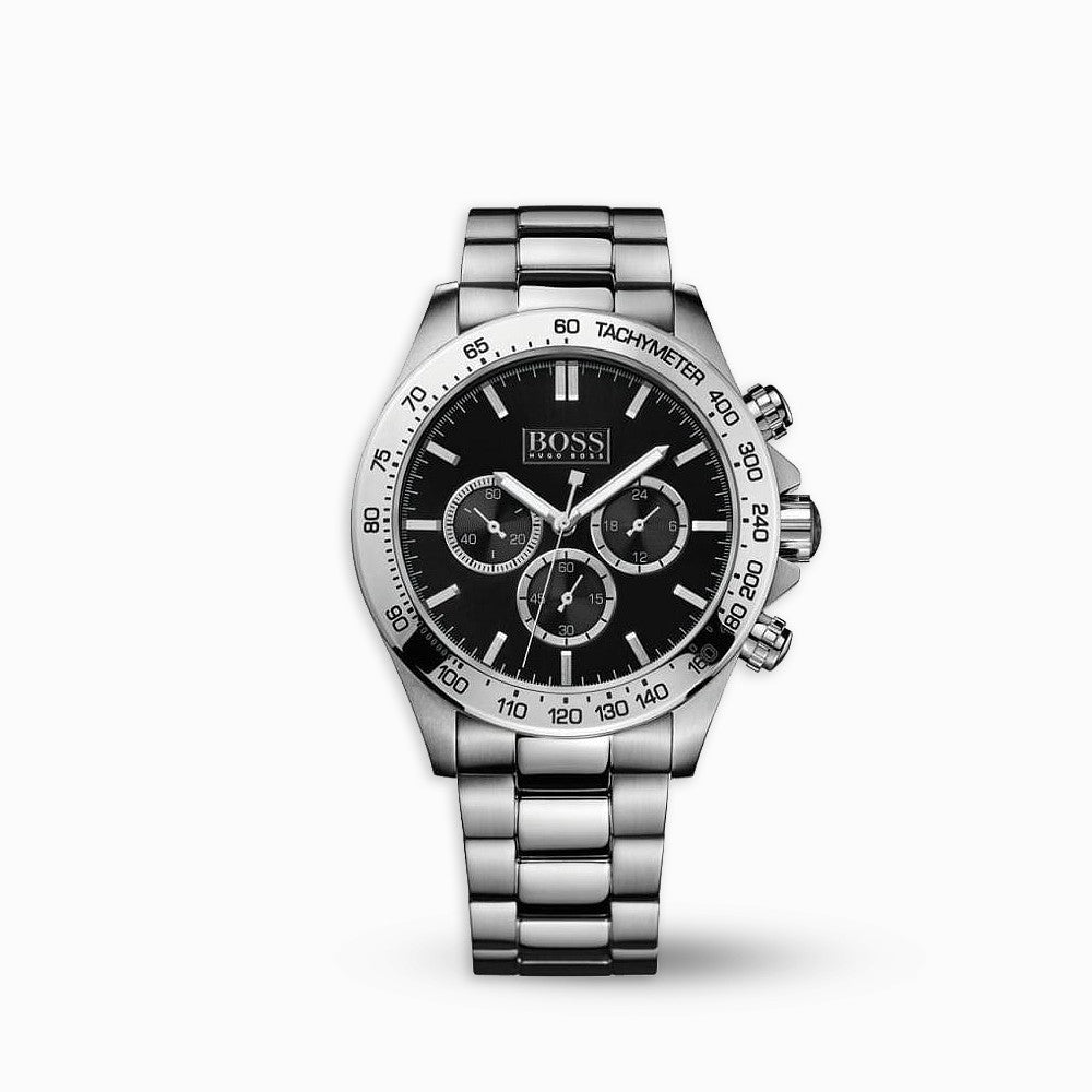 Hugo Boss Ikon Black Dial Silver Steel Strap Watch for Men - 1512965 Watches Hugo Boss   