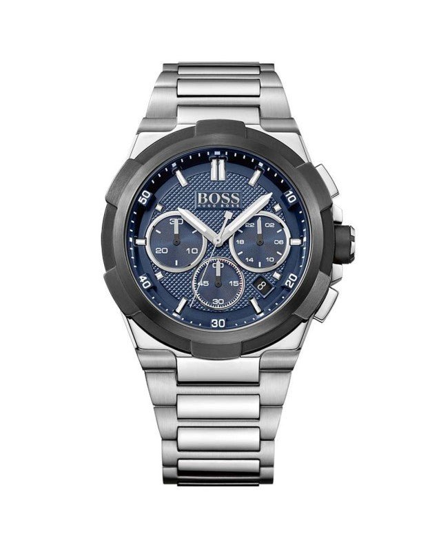 Hugo Boss Supernova Blue Chronograph Dial Silver Steel Strap Watch for Men - 1513360 Watches Hugo Boss   