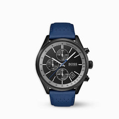 Hugo Boss Grand Prix Chronograph Black Dial Blue Leather Strap Watch for Men - 1513563 Watches Hugo Boss   