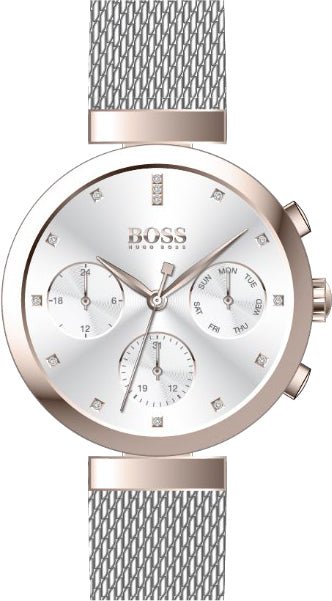 Hugo Boss Flawless Silver Dial Silver Mesh Bracelet Watch for Women -1502551 Watches Hugo Boss   