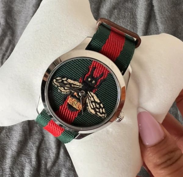 Gucci Le Marche des Merveilles Red & Green Dial Red & Green Nylon Strap Unisex Watch - YA1264060 Watches Gucci   