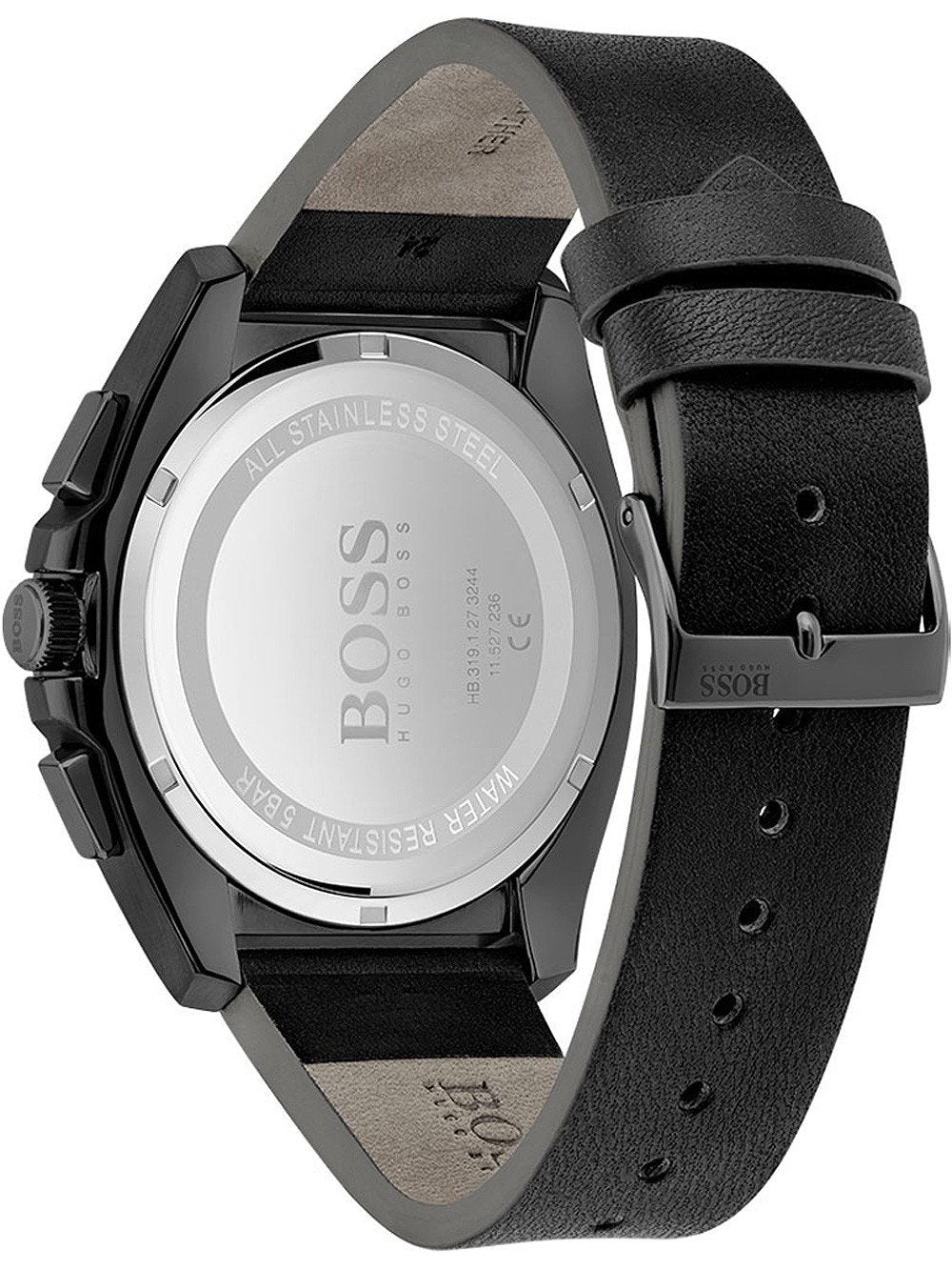 Hugo Boss Champion Black Dial Black Leather Strap Watch for Men - 1513880 Watches Hugo Boss   