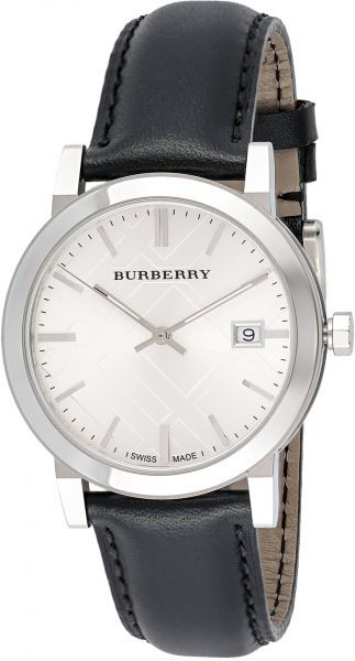 Burberry The City White Dial Black Leather Strap Watch for Men - BU9008 Watches Burberry   