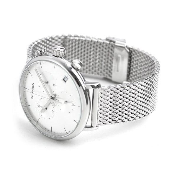 Calvin Klein High Noon Silver Dial Silver Mesh Bracelet Watch for Men - K8M27126 Watches Calvin Klein   