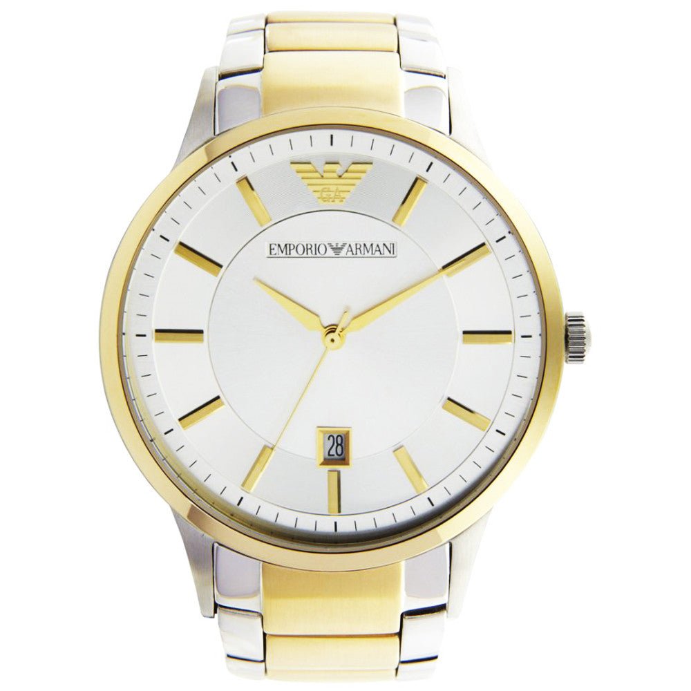 Emporio Armani Renato Silver Dial Two Tone Stainless Steel Watch For Men - AR2449 Watches Emporio Armani   