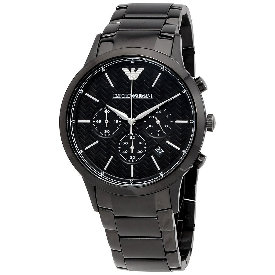 Emporio Armani Dress Chronograph Quartz Black Dial Black Stainless Steel Strap Watch For Men - AR2485 Watches Emporio Armani   