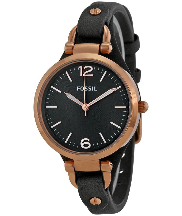 Fossil Georgia Smoke Grey Dial Grey Leather Strap Watch for Women - ES3077 Watches Fossil   