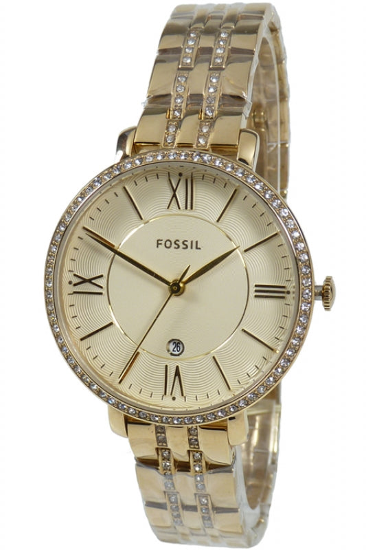 Fossil Jacqueline Gold Dial Gold Steel Strap Watch for Women - ES3547 Watches Fossil   