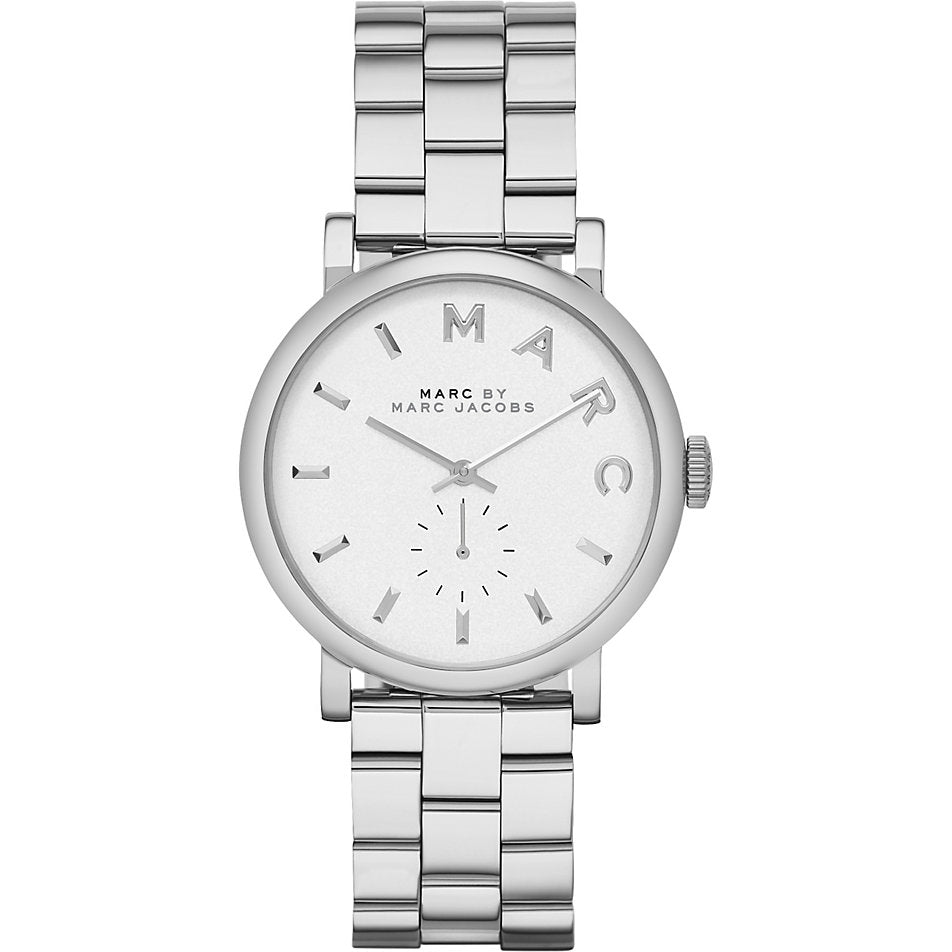 Marc Jacobs Baker White Dial Silver Stainless Steel Strap Watch for Women - MBM3246 Watches Marc Jacobs   