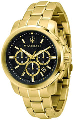 Maserati Successo 44mm Black Dial Gold Stainless Steel Strap Watch For Men - R8873621013 Watches Maserati   