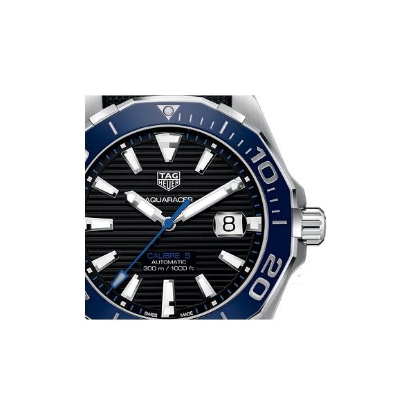 Tag Heuer Aquaracer Calibre 5 Automatic Black Dial Black Nylon Strap Watch for Men - WAY201C.FC6395 Watches Tag Heuer   