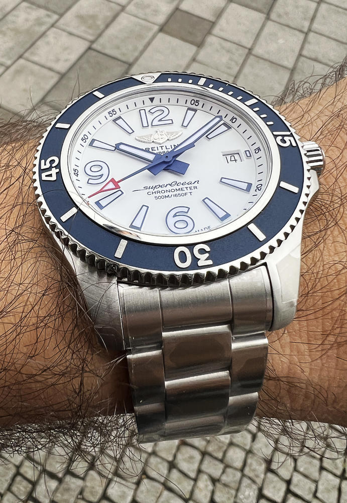 Breitling Superocean 42mm White Dial Silver Steel Strap Watch for Men - A17366D81A1A1 Watches Breitling   