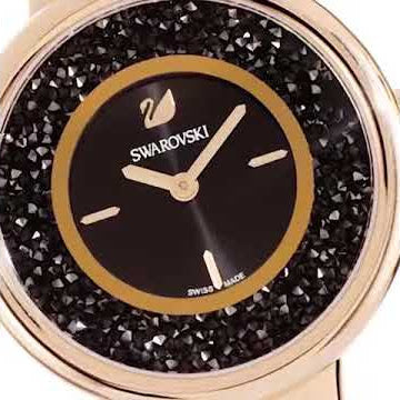 Swarovski Crystalline Pure Black Dial Black Leather Strap Watch for Women - 5275043 Watches Swarovski   