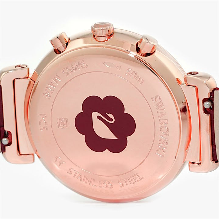 Swarovski Spring Flower Chronograph Red Dial Red Leather Strap Watch for Women - 5598689 Watches Swarovski   