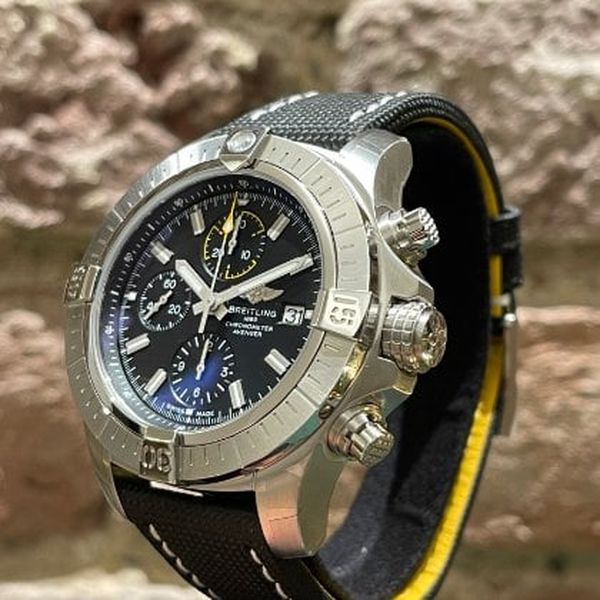Breitling Avenger Chronograph 45mm Black Dial Black Leather Strap Watch for Men - A13317101B1X1 Watches Breitling   